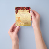 甘い16金ゴールドレッドグリッタードレスの予算の招待 チラシ (手)