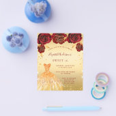 甘い16金ゴールドレッドグリッタードレスの予算の招待 チラシ (シングル)