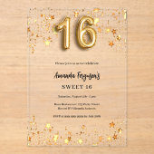 甘い16金ゴールド澄ん星 アクリル招待状 (正面)