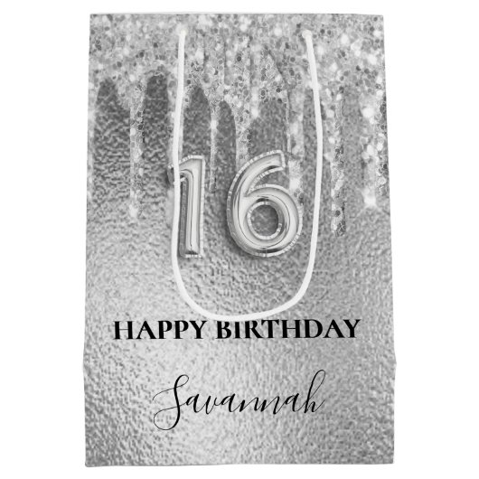 甘い16銀のグリッタードリップモノグラム16th ミディアムペーパーバッグ (裏面)