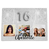 甘い16銀のグリッターフォトモノグラム ラージペーパーバッグ (正面)