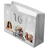 甘い16銀のグリッターフォトモノグラム ラージペーパーバッグ (正面アングル)