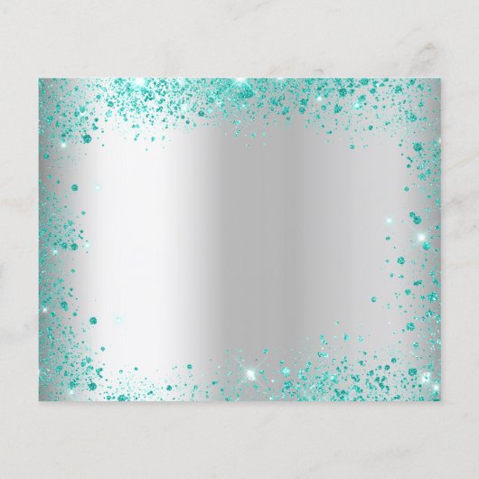 甘い16銀のティール（緑がかった色）グリッター予算は、日付を保存 チラシ (裏面)