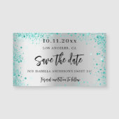 甘い16銀のティール(緑がかった色)グリーン日付磁石を保存 (正面)