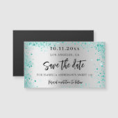 甘い16銀のティール(緑がかった色)グリーン日付磁石を保存 (正面/裏面)