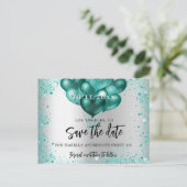 甘い16銀のティール(緑がかった色)緑のバルーンは、日付を保存 案内ポストカード (スタンド正面)