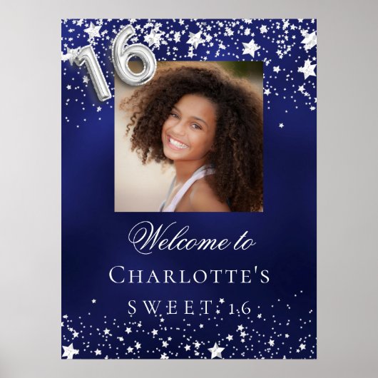 甘い16青い銀の星の写真へようこそ ポスター (正面)