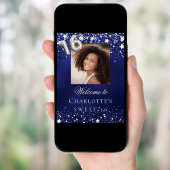 甘い16青い銀の星の写真へようこそ ポスター