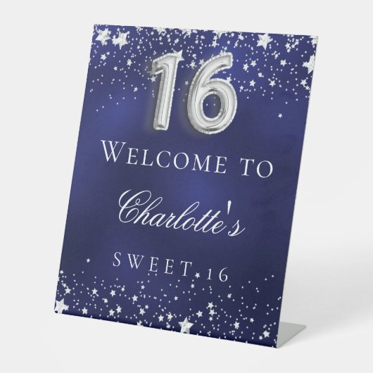 甘い16青い銀の星ウェルカムパーティー 台座サイン (正面)