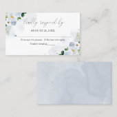 甘い16青の水色フローラRSVPエンクロージャ 名刺 (正面/裏面)