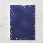 甘い16青の銀のグリッターキラキラ冠 招待状 (裏面)