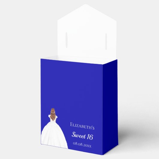 甘い16青王室の白のドレスパーティー フェイバーボックス (オープン)