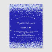 甘い16青王室の白ラグジュアリー マグネット招待状 (正面)