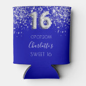 甘い16青王室の銀グリッターダスト名 缶クーラー (正面)