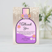 甘い16香水ボトル金ゴールド滴下グリッター サンキューカード (スタンド正面)