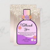 甘い16香水ボトル金ゴールド滴下グリッター サンキューカード (正面/裏面)