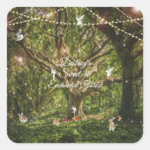 甘い16魅惑的な森のバニーズ妖精ライト スクエアシール (正面)