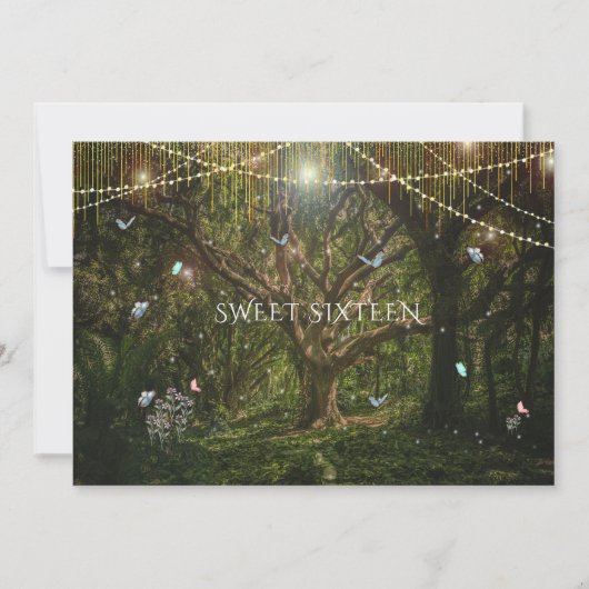 甘い16魅惑的な森の花蝶インビ 招待状 (正面)