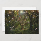 甘い16魅惑的な森の花蝶インビ 招待状 (正面/裏面)