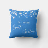 甘い16鮮やかな青の白い星の名前 クッション (裏面)