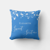 甘い16鮮やかな青の白い星の名前 クッション (正面)