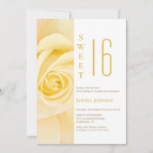 甘い16黄色のローズバースデーパーティーの招待 招待状 (正面)