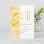 甘い16黄色のローズバースデーパーティーの招待 招待状 (スタンド正面)