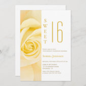 甘い16黄色のローズバースデーパーティーの招待 招待状 (正面/裏面)
