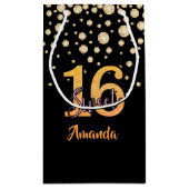 甘い16黒い金ゴールドグラーム名の誕生日 スモールペーパーバッグ (裏面)