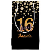 甘い16黒い金ゴールドグラーム名の誕生日 スモールペーパーバッグ (正面)