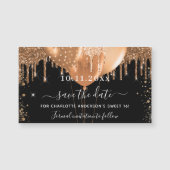 甘い16黒い金ゴールドバルーンは日付磁石を保存 (正面)