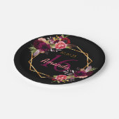 甘い16黒い金ゴールドバーガンディの花 ペーパープレート (アングル)