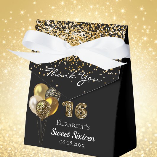 甘い16黒い金ゴールドヒョウ印刷バルーン フェイバーボックス