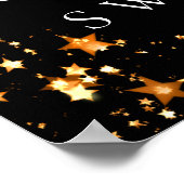 甘い16黒い金ゴールド星写真ようこそ ポスター (角)