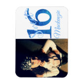 甘い16 |グリジーなブルーグラムのタイポグラフィと写真 マグネット (縦)