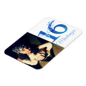 甘い16 |グリジーなブルーグラムのタイポグラフィと写真 マグネット (左側)