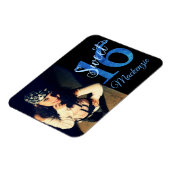 甘い16 |グリジーなブルーグラムのタイポグラフィと写真 マグネット (左側)