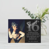 甘い16 | グレーグランジシルバーフェイクグリッター写真 招待状 (スタンド正面)