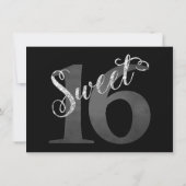 甘い16 | グレーグランジシルバーフェイクグリッター写真 招待状 (裏面)