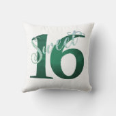 甘い16 | ティール(緑がかった色)グリーングランジとフェイクグリッター クッション (裏面)