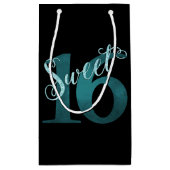 甘い16 | ティール(緑がかった色)グリーングランジとフェイクグリッター スモールペーパーバッグ (裏面)