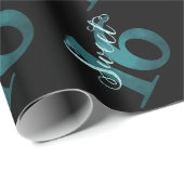 甘い16 | ティール（緑がかった色）グリーングランジとフェイクグリッター ラッピングペーパー (ロールコーナー)