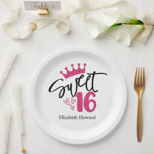 甘い16 パーソナライズされた ペーパープレート (ウェディング)
