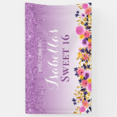 甘い16 |パープルフローラ滴下グリッター 横断幕 (縦)