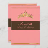 甘い16/ピンクかわいらしチョコレートティアラ 招待状 (正面/裏面)