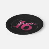 甘い16 | ピンクウォーターの色とフェイクグリッターパーティー ペーパープレート (アングル)