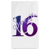 甘い16 | ブルーウォーターの色とフェイクグリッターパーティー スモールペーパーバッグ (裏面)