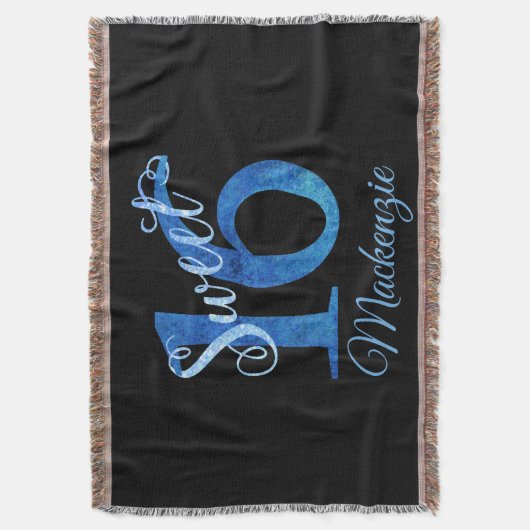 甘い16 | ブルーウォーターの色とフェイクグリッターパーティー スローブランケット (正面縦)