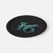 甘い16 | ブルーウォーターの色とフェイクグリッターパーティー ペーパープレート (アングル)