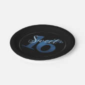 甘い16 | ブルーウォーターの色とフェイクグリッターパーティー ペーパープレート (アングル)